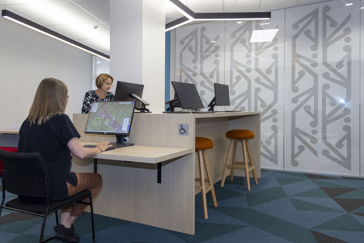 Whanganui District Council visitor computers and stools