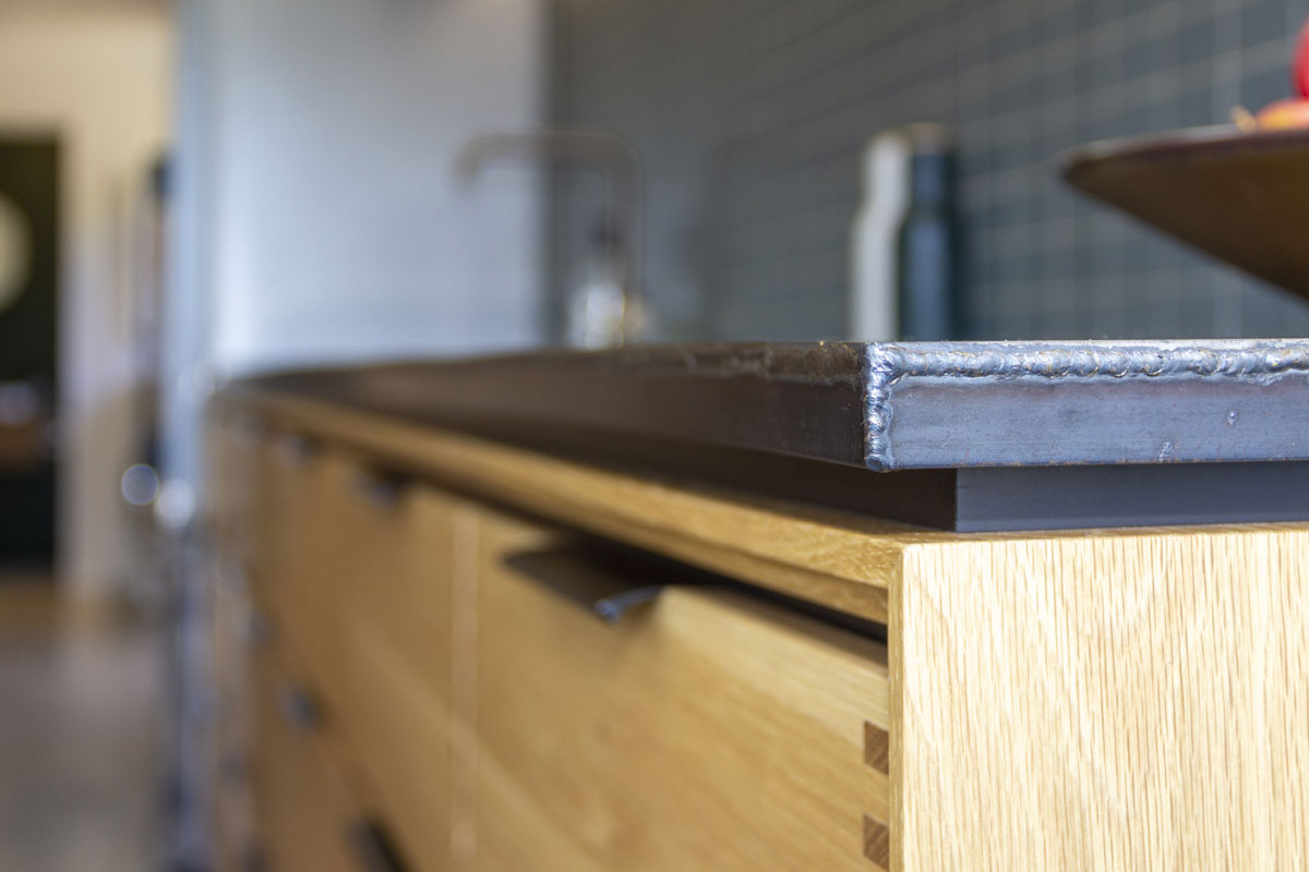 Kitchen bench detail in Westmere House