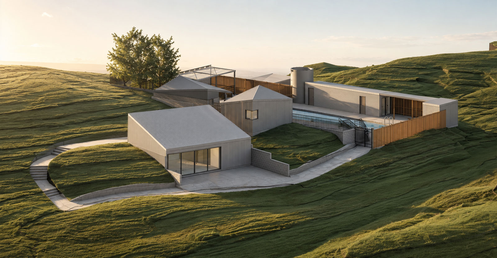 Concept design render of Fordell Community Pool complex