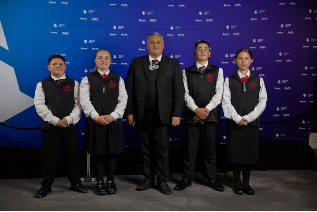 Dr Rāwiri Tinirau, director of Te Atawhai o Te Ao with Ngāti Ruaka rangatahi