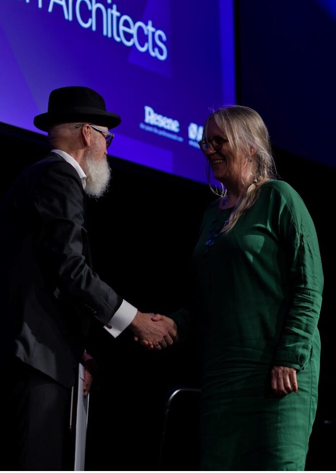 Catherine Macdonald receiving NZIA Heritage Award
