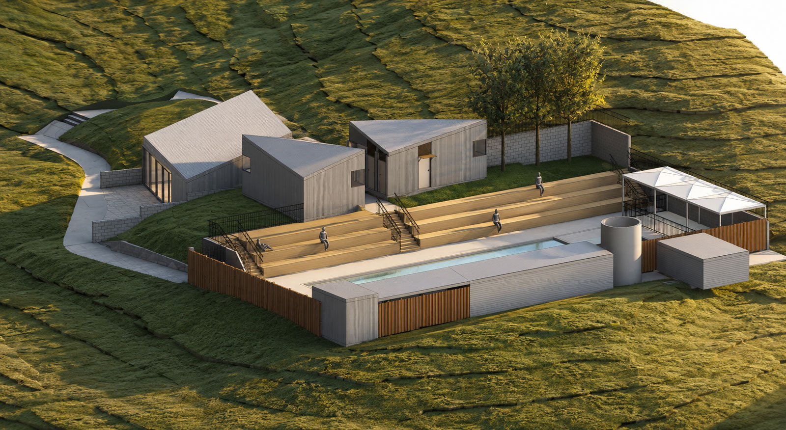 Concept design render of refurbished Fordell Community Pool complex
